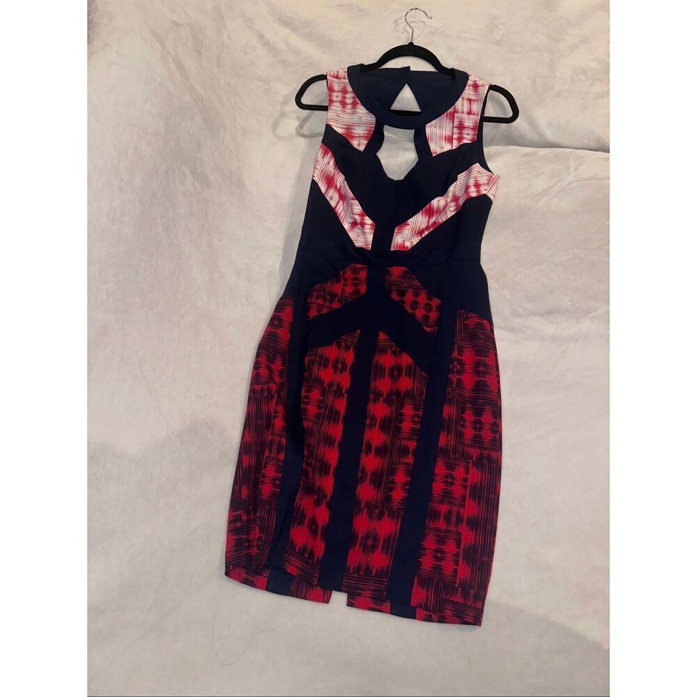 Size 10 women’s BCBG MAXAZRIA dress red and navy
